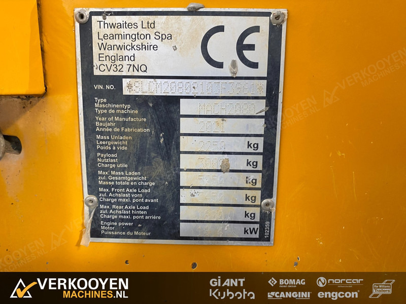 Dumper Thwaites 3 Tonne Swivel Hydrostatic Dumper 580uur: foto 20