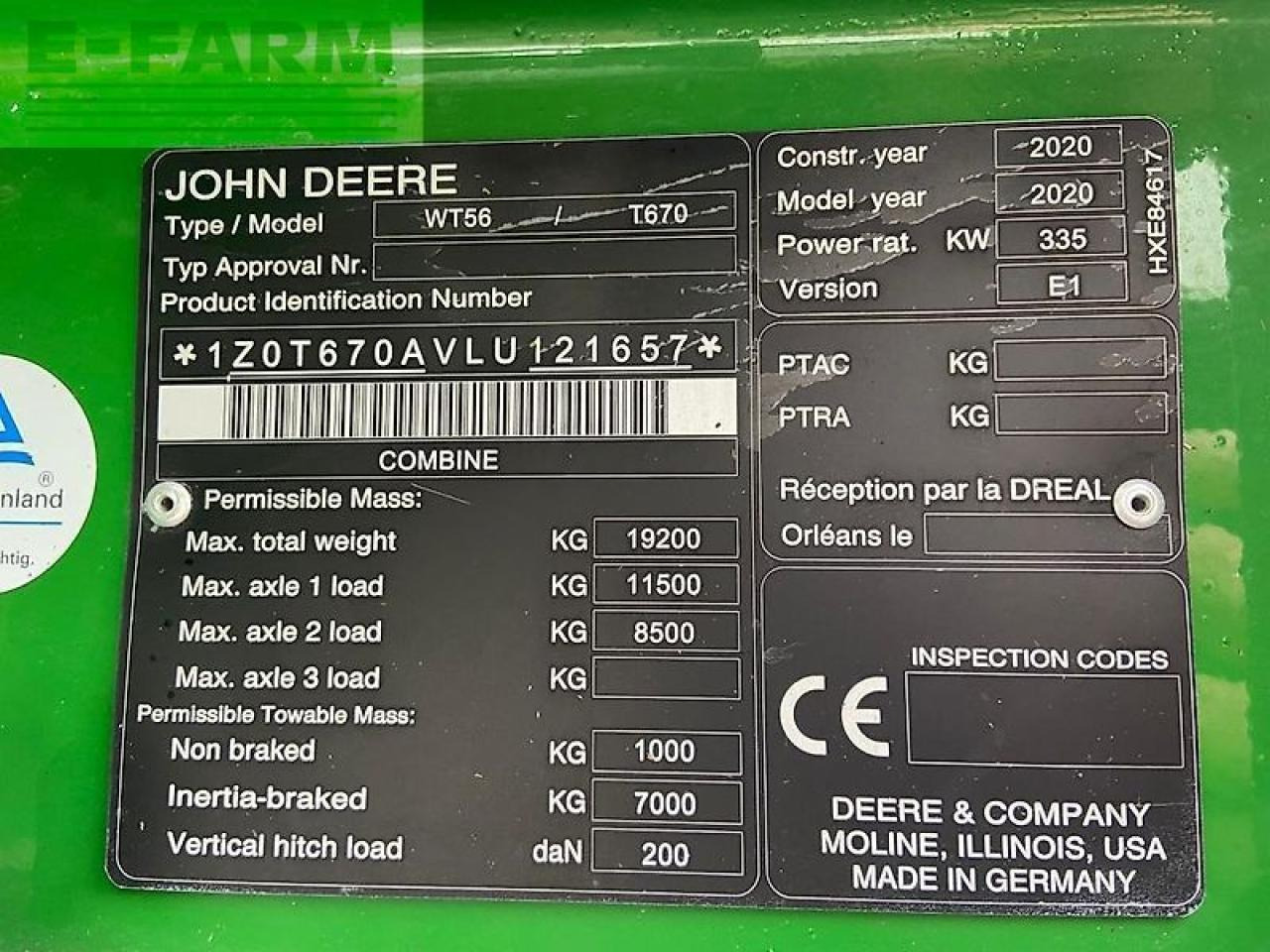 Ceifeira debulhadora John Deere t670 my20: foto 8