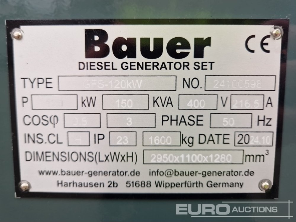 Gerador elétrico Unused Bauer GFS-120KW: foto 13